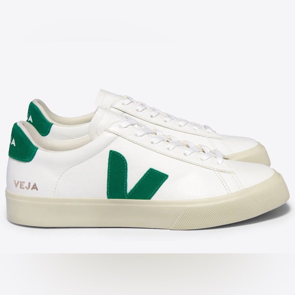 Veja White Sneakers with Green Details